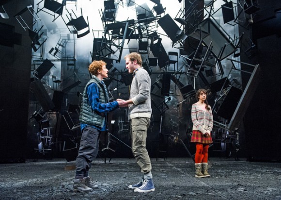 Rosalie Craig (Rosalind), Joe Bannister (Orlando) and Patsy Ferran (Celia) in As You Like It by William Shakespeare @ Olivier, National Theatre. Directed by Polly Findlay. (Opening 03-11-15) ©Tristram Kenton 11/15 (3 Raveley Street, LONDON NW5 2HX TEL 0207 267 5550 Mob 07973 617 355)email: tristram@tristramkenton.com